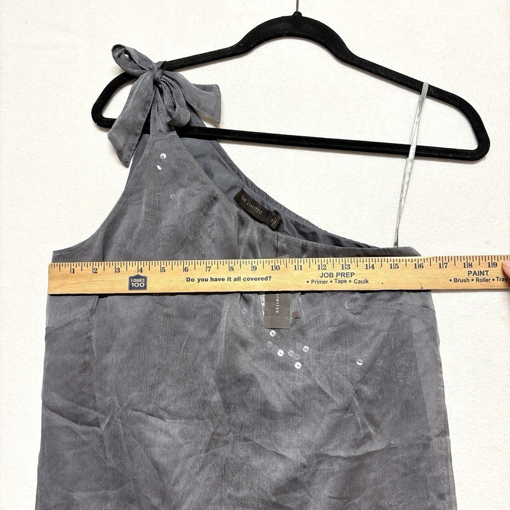 NWT The Limited One Shoulder Top Womens Gray Sequin Whimsigoth Retro Y2K Size XS - Picture 6 of 12
